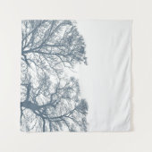 Blauer Bottom Trees Tropical Boho Wandteppich (Vorderseite (Horizontal))