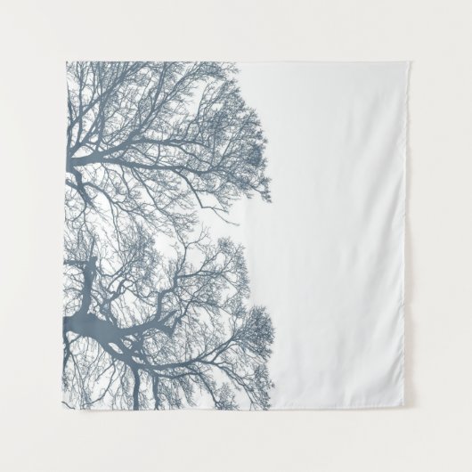 Blauer Bottom Trees Tropical Boho Wandteppich (Vorderseite (Horizontal))