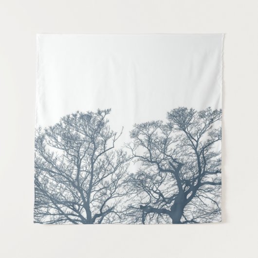 Blauer Bottom Trees Tropical Boho Wandteppich (Vorderseite)