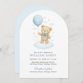 Blauer Bow Arch Taufe Einladung für Baby Boy (Vorne/Hinten)