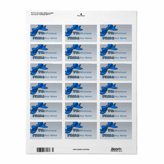 Blauer Bow auf Silver Hanukkah bis von Adressaufkleber (Vorne)