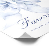 Blauer Bow-Brautparty-Favoriten Tabellenzeichen Poster (Ecke)