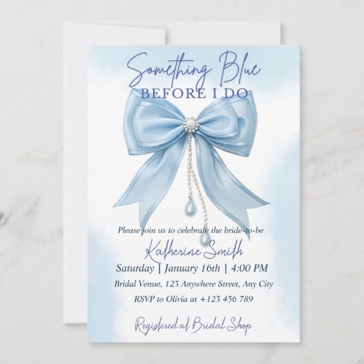 Blauer Bow Bridal-Duschvorhang, Vorlage für die Ei (Vorderseite)