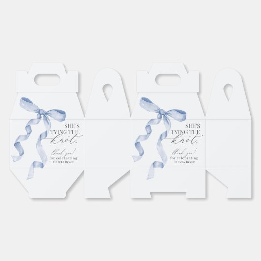 Blauer Bow, der das Geschenk des Brautparty des Kn Geschenkschachtel (Ungeklappt)