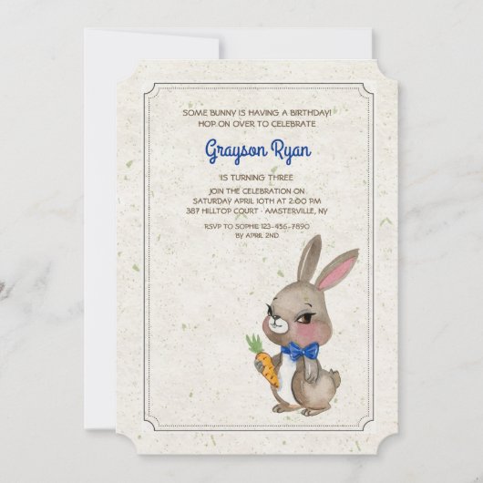 Blauer Bow Einladung (Vorderseite)