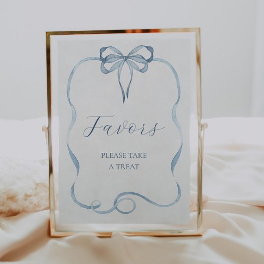 Blauer Bow-Favorit-Zeichen Poster