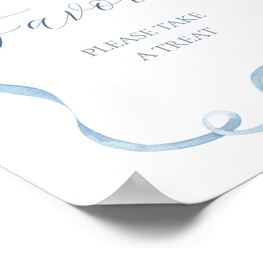 Blauer Bow-Favorit-Zeichen Poster (Ecke)