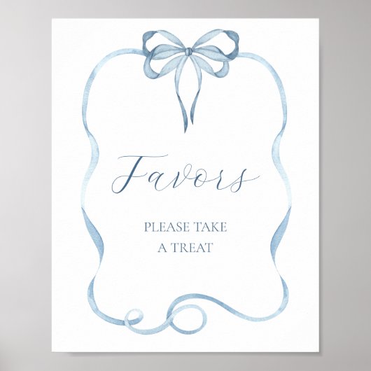 Blauer Bow-Favorit-Zeichen Poster (Vorne)