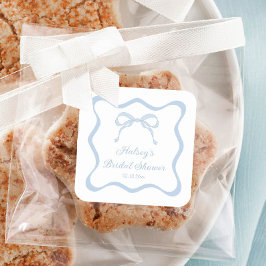 Blauer Bow verbindet das Brautparty des Knotens Quadratischer Aufkleber