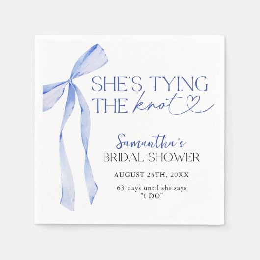 Blauer Bow verbindet das Brautparty des Knotens Serviette (Vorderseite)