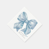 Blauer Bow verbindet das Brautparty des Knotens Serviette (Ecke)