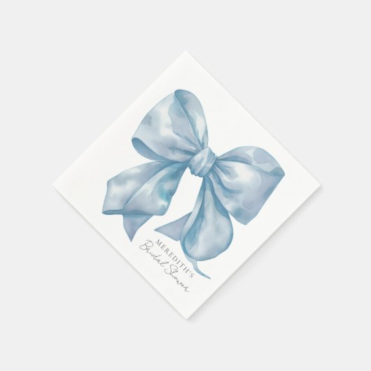Blauer Bow verbindet das Brautparty des Knotens Serviette (Ecke)