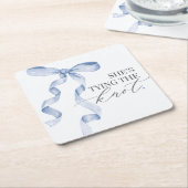 Blauer Bow verbindet die Dekoration des Brautparty Rechteckiger Pappuntersetzer (angewinkelt)