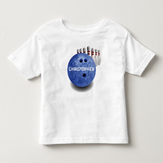 Blauer Bowlings-kundenspezifisches Ball-T-Shirt Kleinkind T-shirt (Vorderseite)
