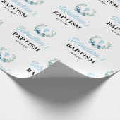 Blauer Boy Bloral Taufe Geschenkpapier (Ecke)