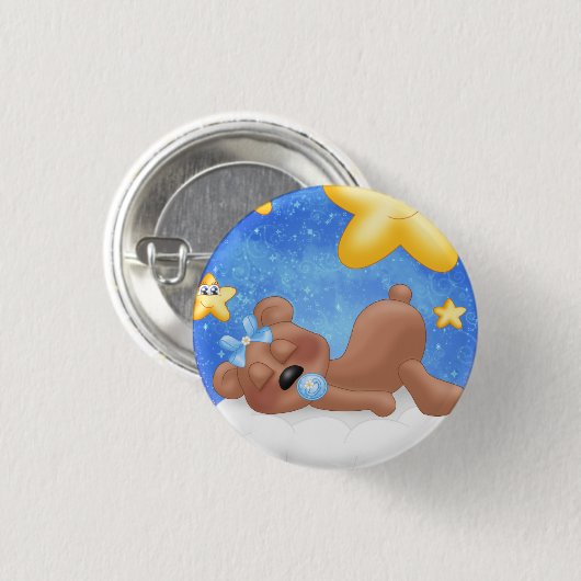 Blauer Braunbär Button (Vorne & Hinten)