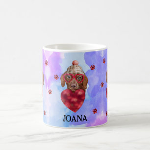 Blauer brauner Dachshund Valentinstag Geschenk Hun Kaffeetasse