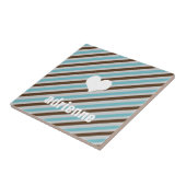 Blauer brauner Streifen Herz moderne Display Flies Fliese (Seite)