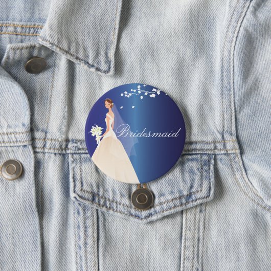 Blauer Braut-Brautjungfern-Braut-Party-Knopf Button (Beispiel)