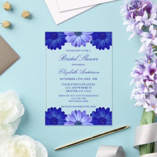 Blauer Brautparty Acryleinladungen (In Situ (Hochzeit))