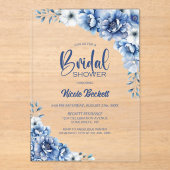 Blauer Brautparty Acryleinladungen (Vorderseite)