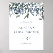 Blauer Brautparty Begrüßungszeichen Poster (Vorne)