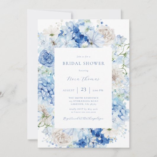 Blauer Brautparty Einladung (Vorderseite)