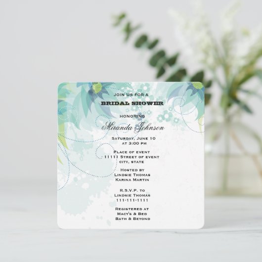 Blauer Brautparty Einladung (Stehend Vorderseite)