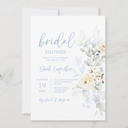 Blauer Brautparty Einladung (Vorderseite)