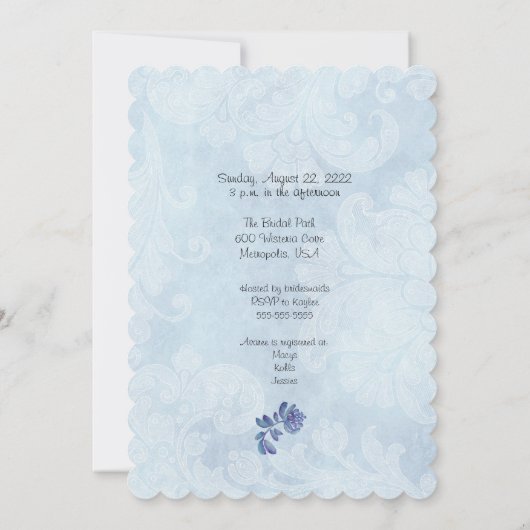 Blauer Brautparty Einladung (Rückseite)