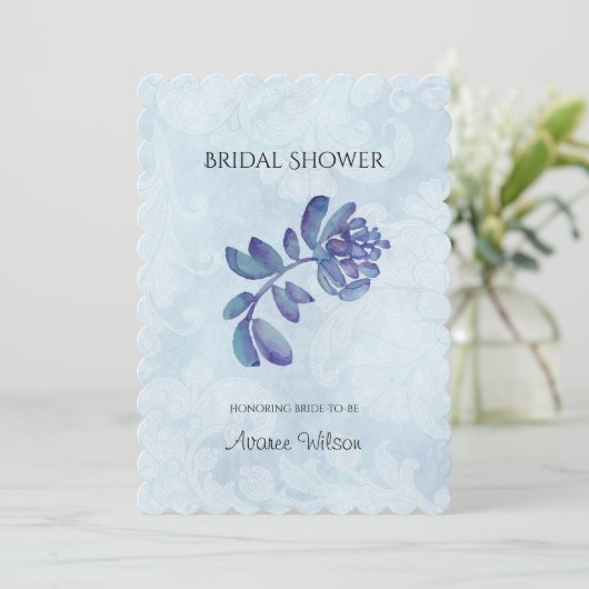 Blauer Brautparty Einladung (Stehend Vorderseite)