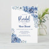 Blauer Brautparty Einladung (Stehend Vorderseite)