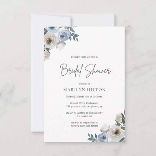 Blauer Brautparty Einladung (Vorderseite)