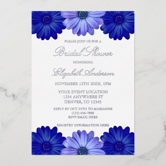 Blauer Brautparty Folieneinladung (Vorderseite)