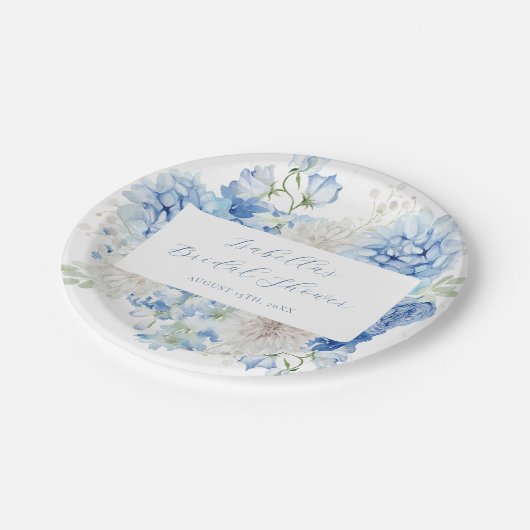 Blauer Brautparty Pappteller (Schrägansicht)