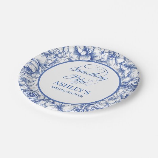 Blauer Brautparty Pappteller (Schrägansicht)