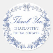 Blauer Brautparty Runder Aufkleber (Vorderseite)