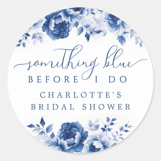 Blauer Brautparty Runder Aufkleber (Vorderseite)