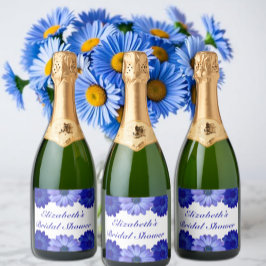 Blauer Brautparty Schaumweinetikett