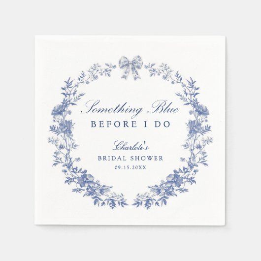 Blauer Brautparty Serviette (Vorderseite)