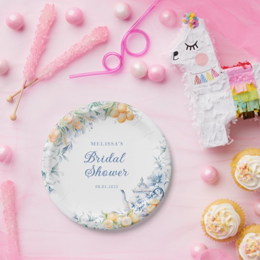 Blauer Brautparty und Zitrusfrüchte Tee Party Pappteller (Party)