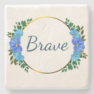 Blauer Brave Blauer Text Einfache Ermutigung Steinuntersetzer