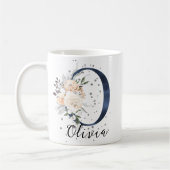 Blauer Brief an die Creme Floral Monogram Kaffeetasse (Links)