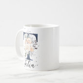 Blauer Brief T Pfirsichblütenmonogramm Kaffeetasse (Vorderseite Links)