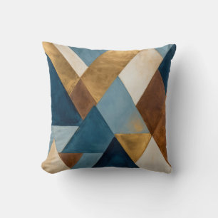 Blauer Bronzecreme und geometrisch abstrakt Kissen