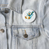 Blauer Bruce, der über Eis schiebt Button (Beispiel)