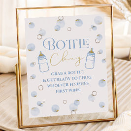 Blauer Brunch Bubbly und Baby Showflasche Poster