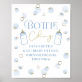 Blauer Brunch Bubbly und Baby Showflasche Poster (Vorne)