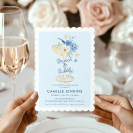Blauer Brunch und Bubbly Bridal Einladung