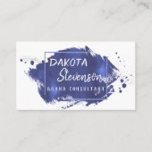 Blauer Brush Stroke | Moderner Spritzer Visitenkarte (Vorderseite)